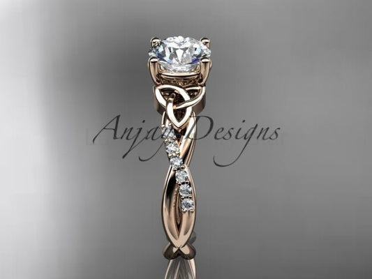 1 Carat Lab Grown Diamond Engagement Ring Celtic Round Brilliant CVD Diamond Triquetra Ring