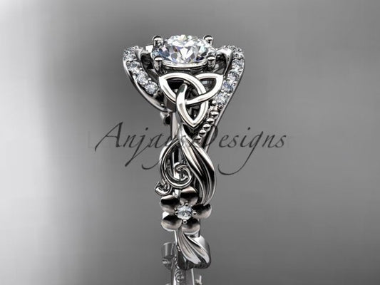 1 Carat Diamond Celtic Engagement Ring Trinity Knot Wedding Ring Nature Inspired IGI Certified