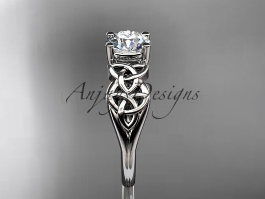 Celtic Engagement Ring 1 Carat Round D VS1 Lab Grown Diamond Solitaire Ring Trinity Knot Ring