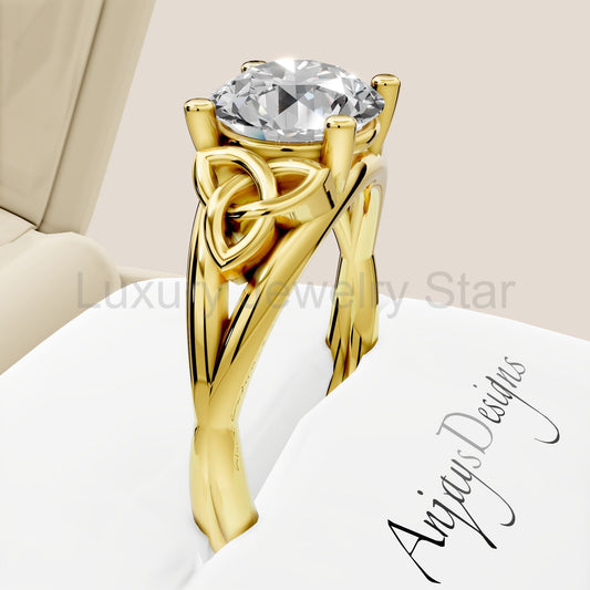 Celtic Engagement Ring 2 Carat Round Diamond IGI Certified Lab Grown Diamond Trinity Knot Wedding Ring