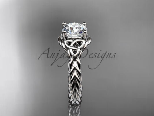 1 Carat Round Lab Grown Diamond Celtic Engagement Ring Rope Triquetra Braided Wedding Ring
