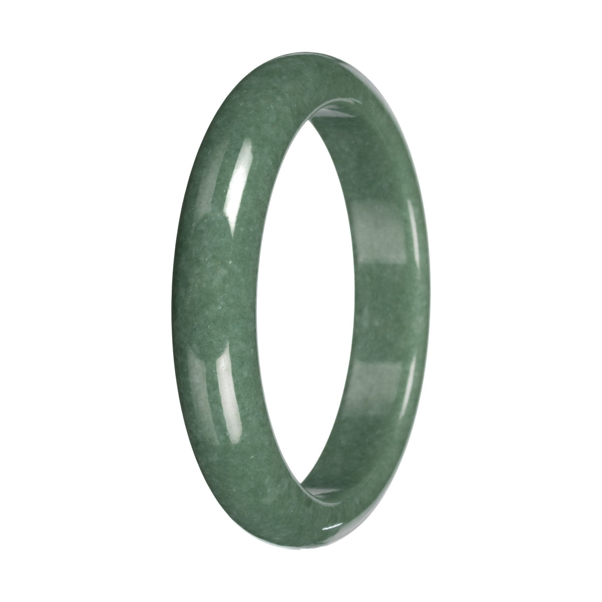 Green Burmese Jade Bangle Bracelet – Half Moon (56mm–63mm)