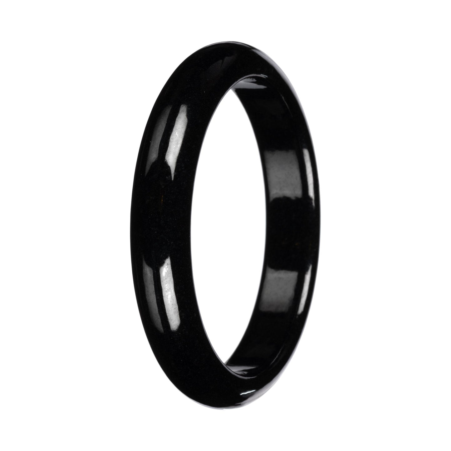 Black Jade Bangle Bracelet – 'The Midnight' Half Moon (54mm–61mm)
