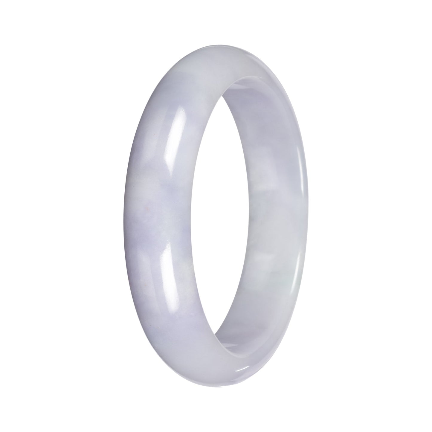 Authentic Lavender with Light Green Patch Jade Bangle - 55mm Half Moon