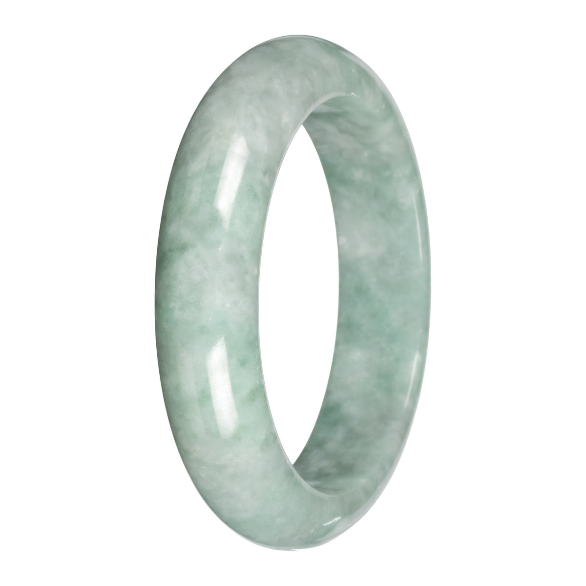 Grade A Green Burmese Jade Bangle - 58mm Half Moon