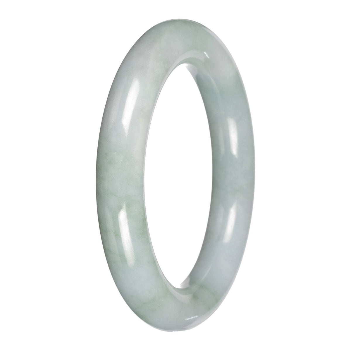 Untreated Pale Green with Green Patches Jadeite Jade Bangle - 55mm Round