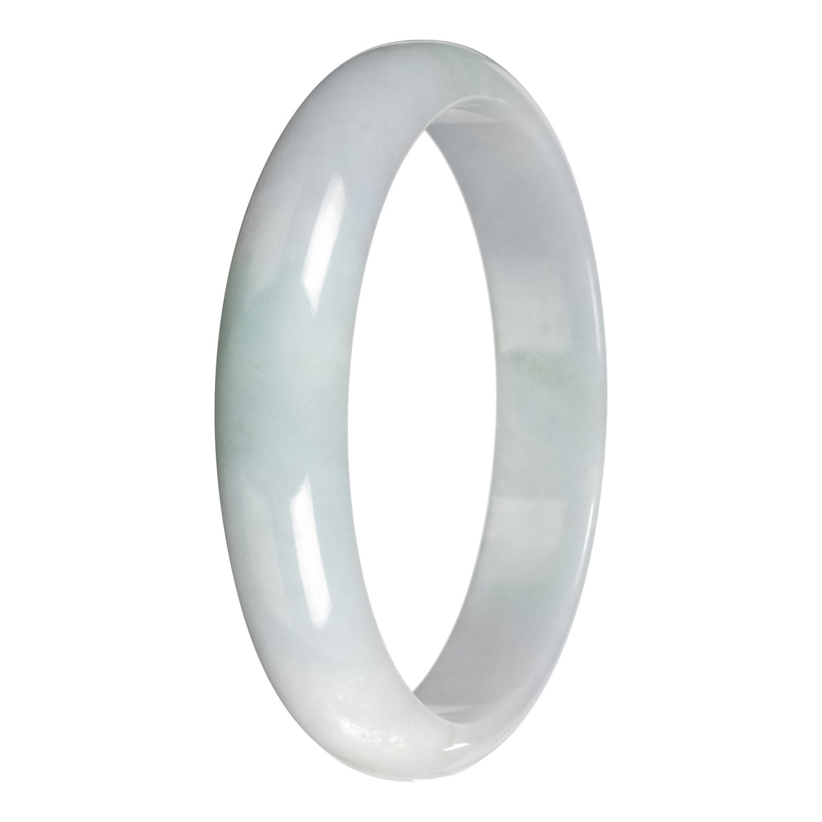 Real Pale Green with White Section Jadeite Jade Bangle - 78mm Half Moon