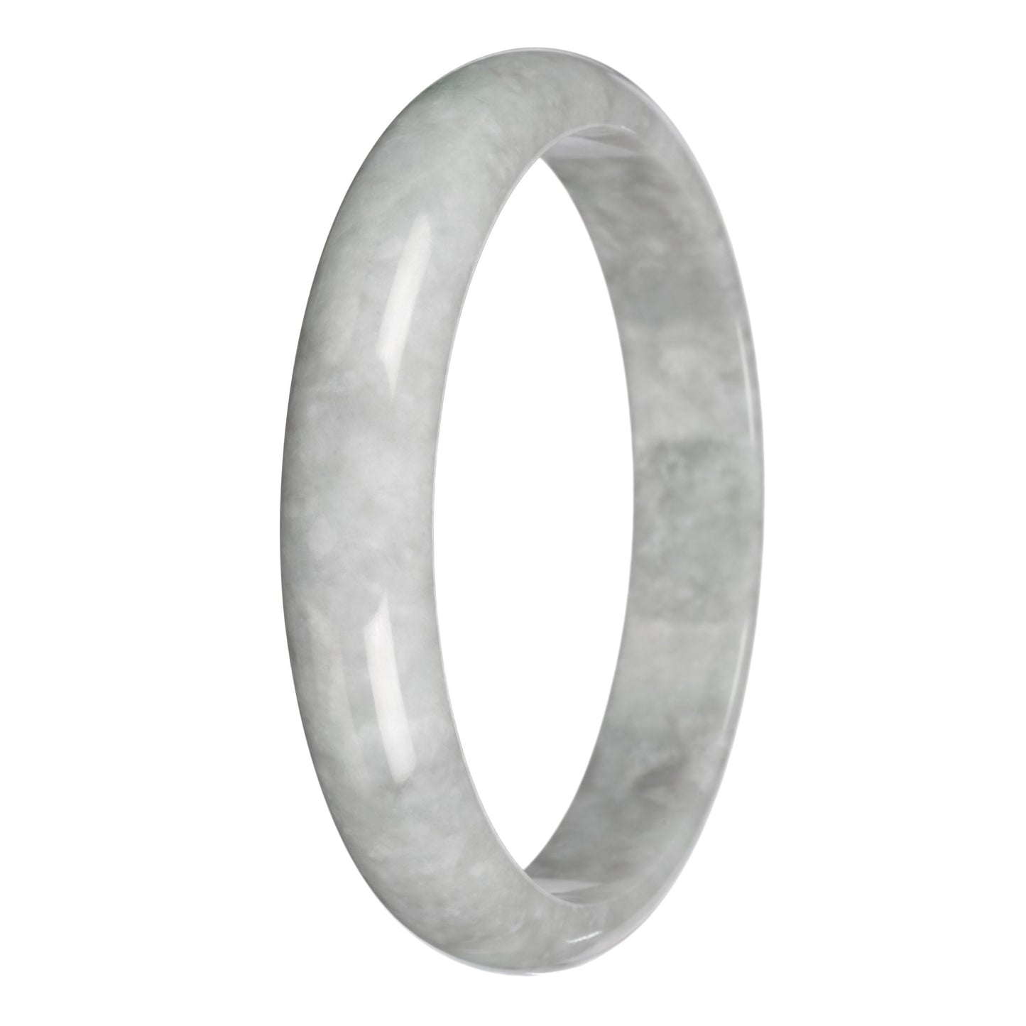 Genuine Grey Burma Jade Bangle - 83mm Half Moon