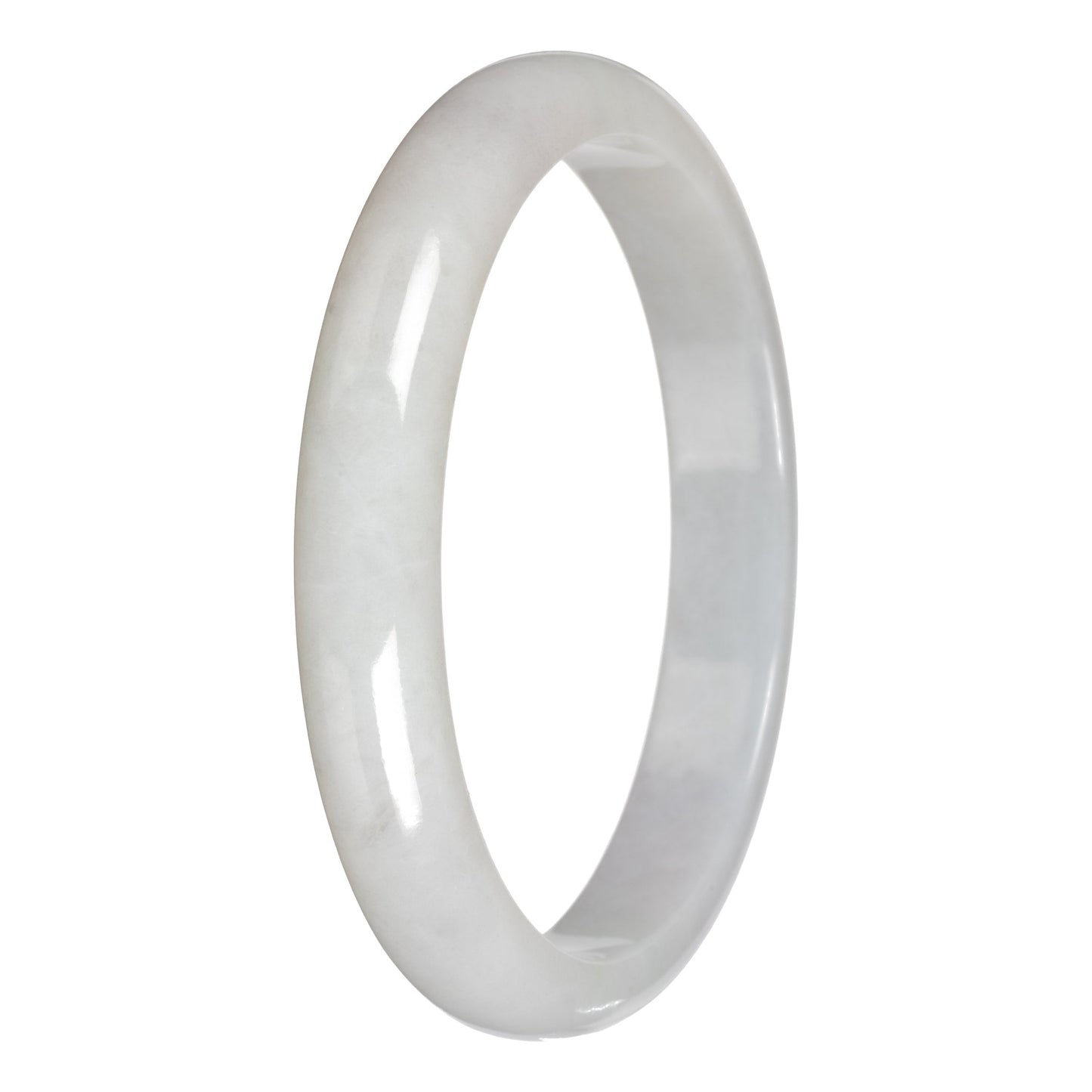 Authentic White Traditional Jade Bangle - 78mm Half Moon
