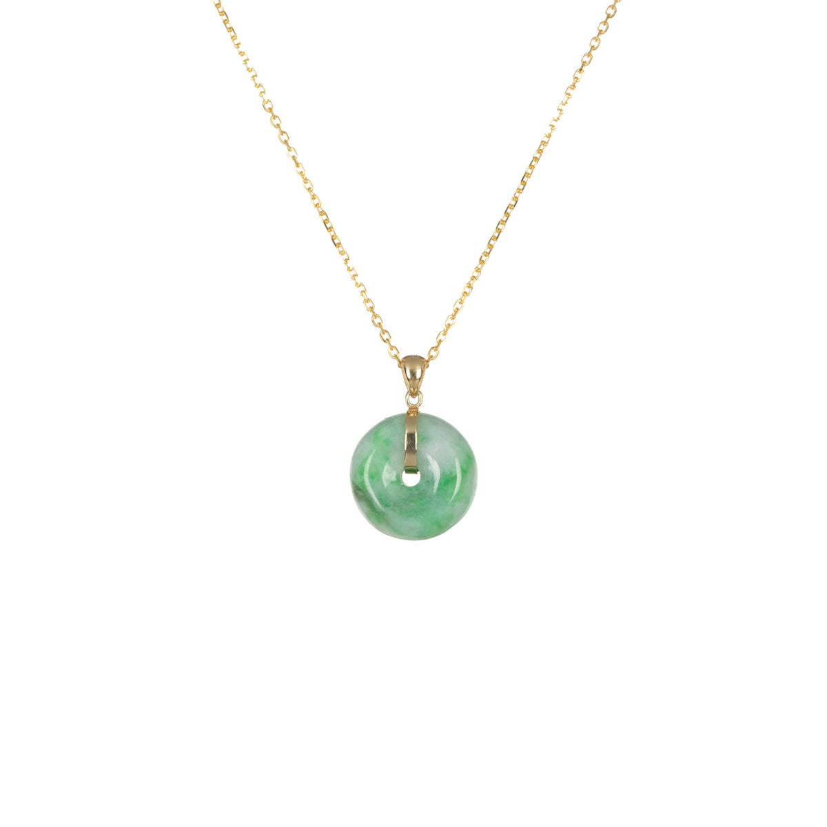 Untreated Green Pattern Jade Pendant - Kandy Donut