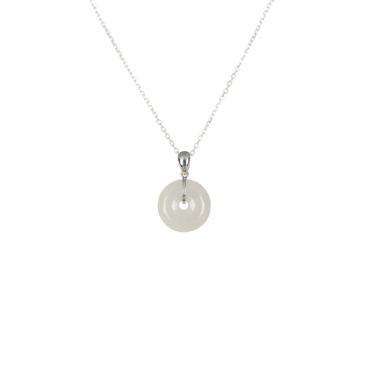 Natural White Jadeite Jade Pendant - Kandy Disc