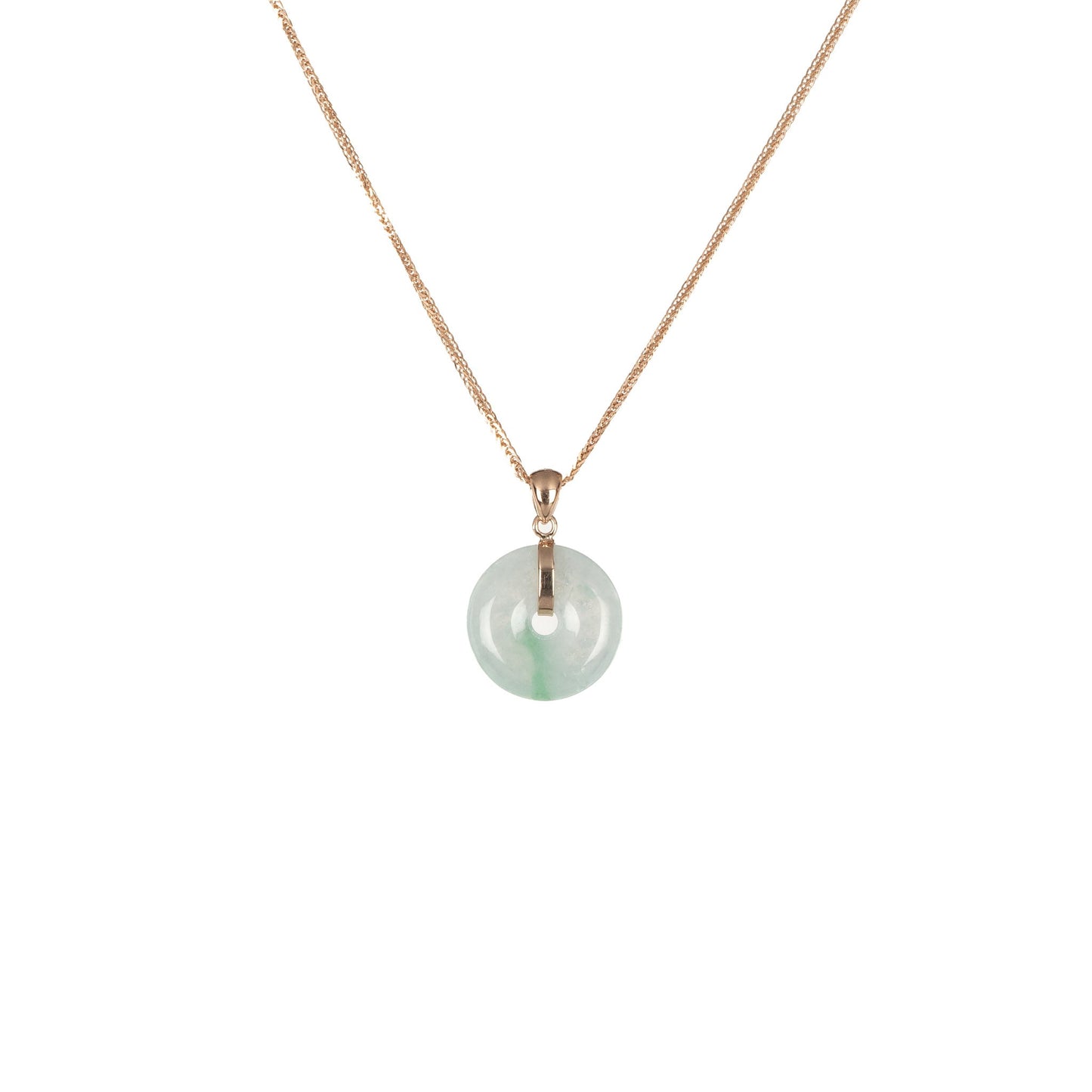 Untreated Highly Translucent White with Green Jadeite Pendant - Kandy Disc