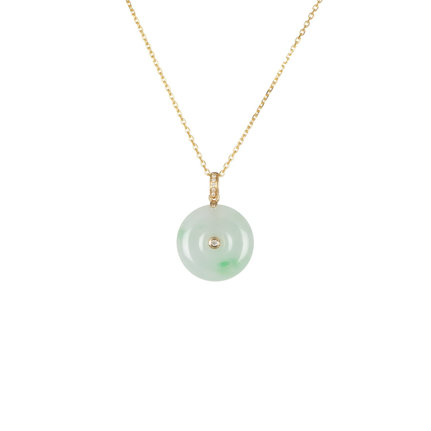 Jade Disc Pendant with Diamond