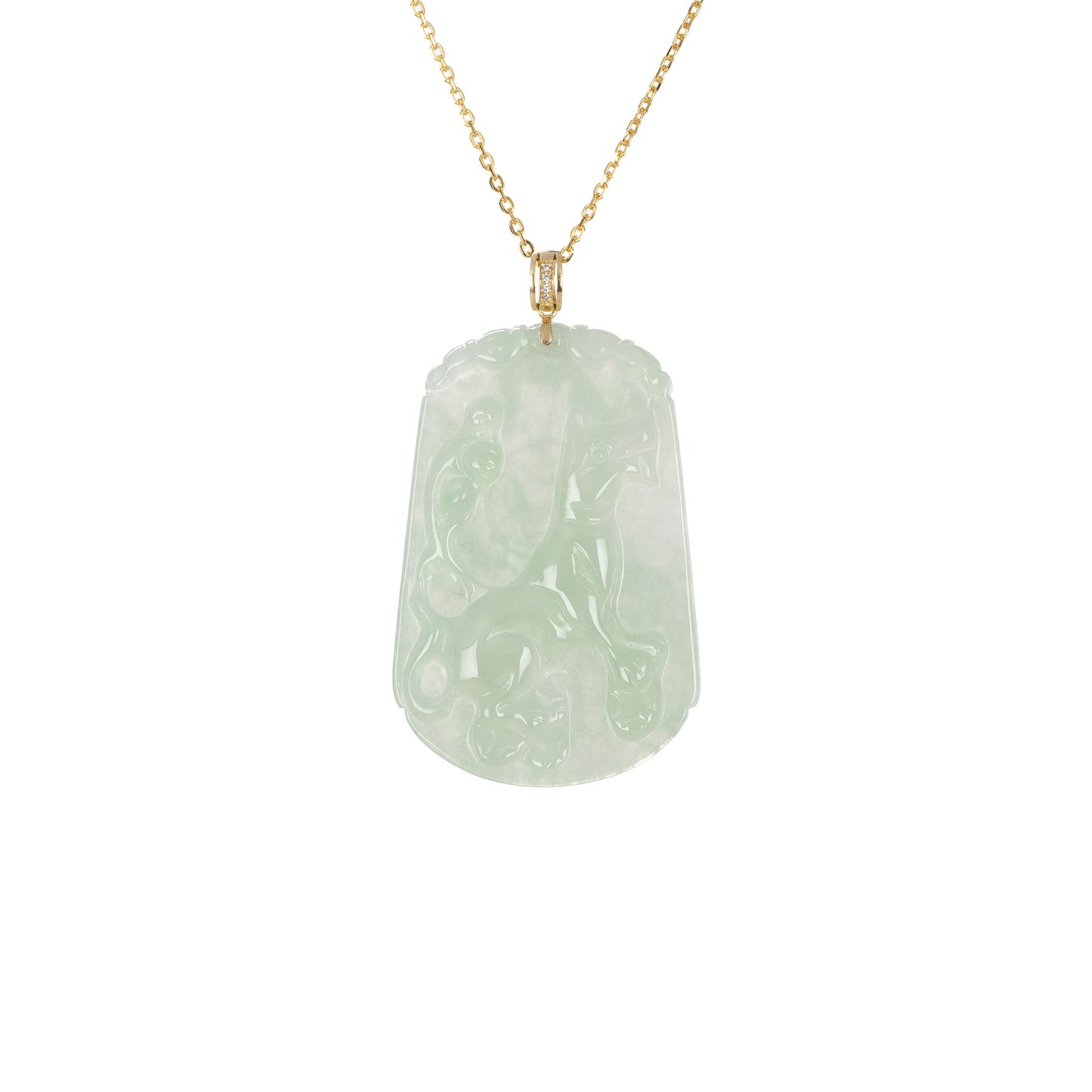 Tranquiliti Chinese Zodiac Animal Jade Pendant with 18ct Gold and Diamonds - Dog