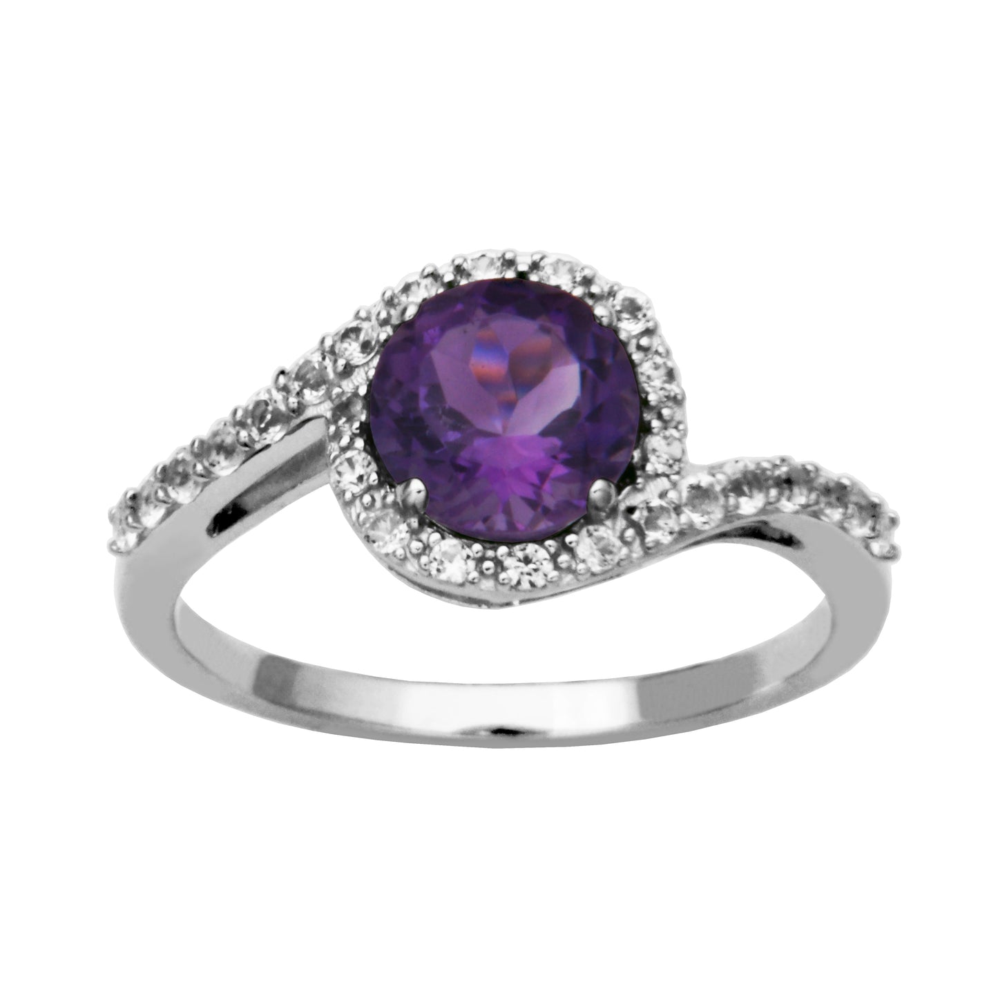 Sterling Silver Amethyst & White Topaz Ring