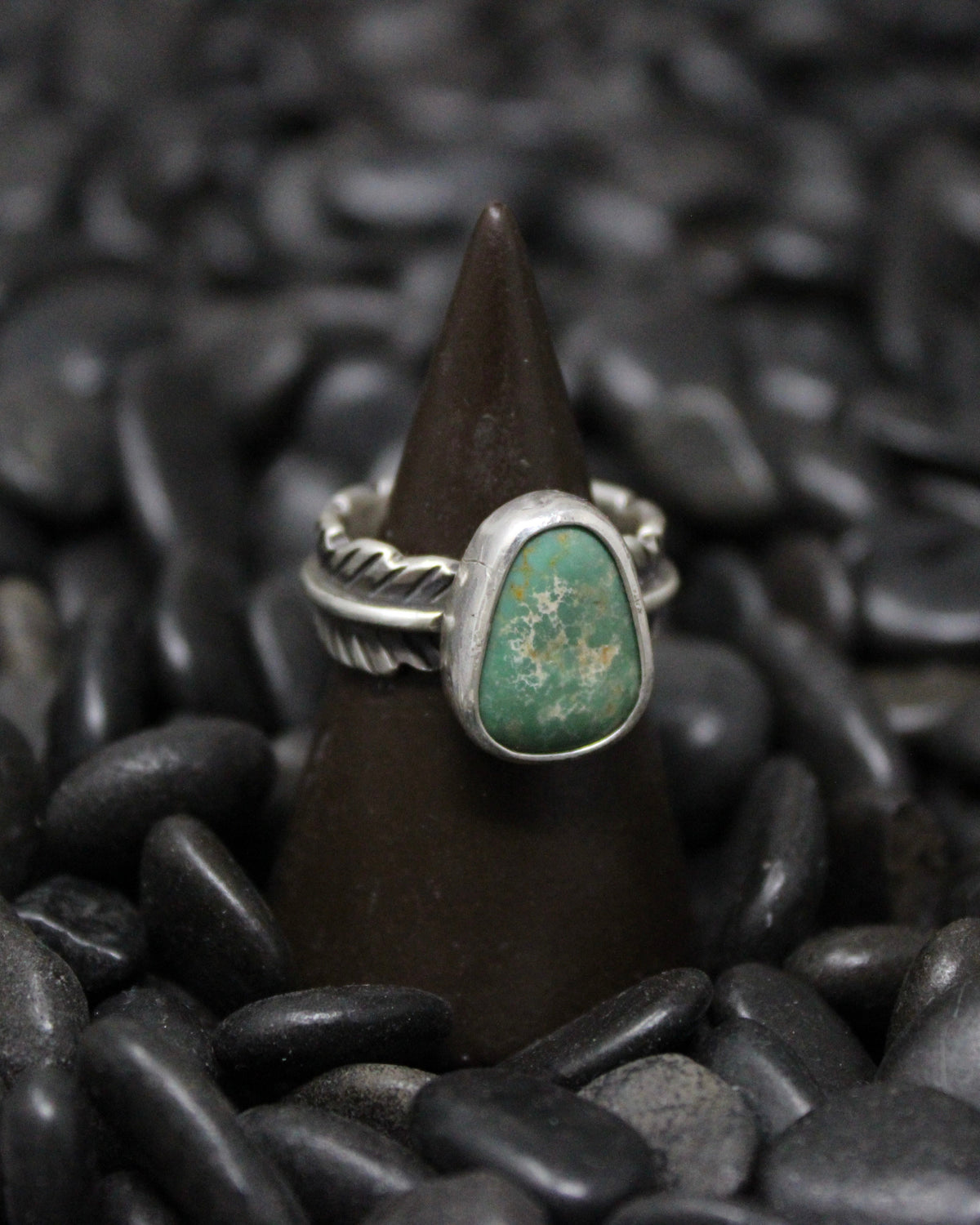 Turquoise Feather Ring size 7