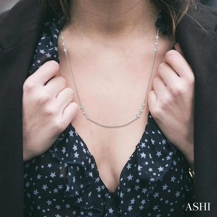 3 Stone Diamond Station Necklace