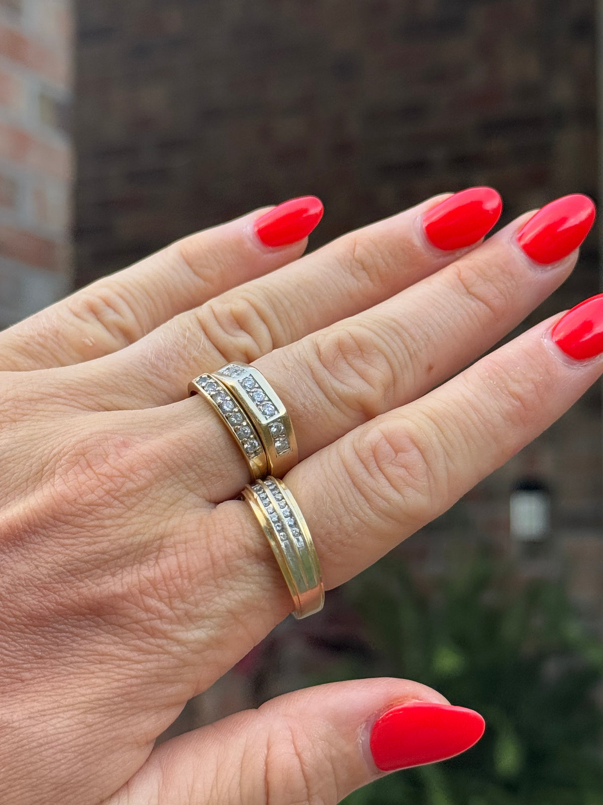 Vintage 14k Yellow Gold & Diamond Channel-Set Stacking Band
