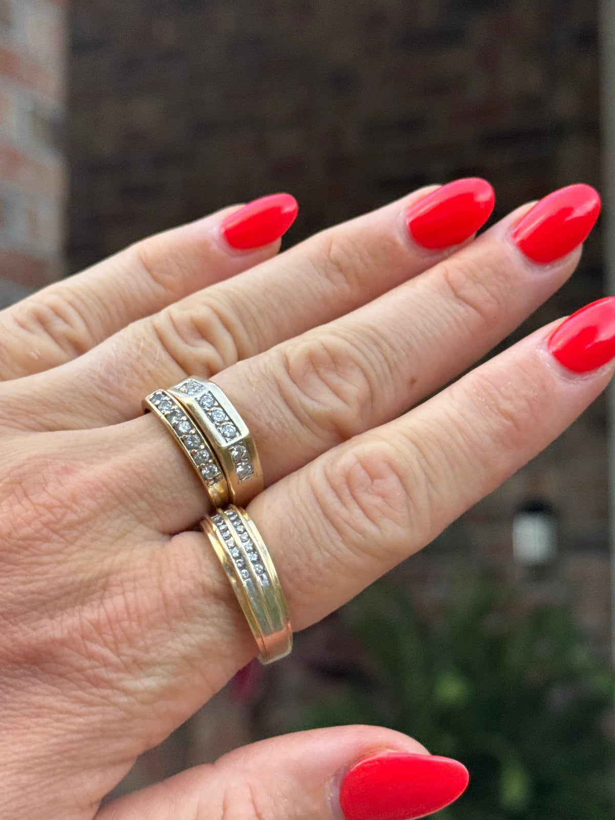 Vintage 14k Yellow Gold & Diamond Double Channel-Set Stacking Band