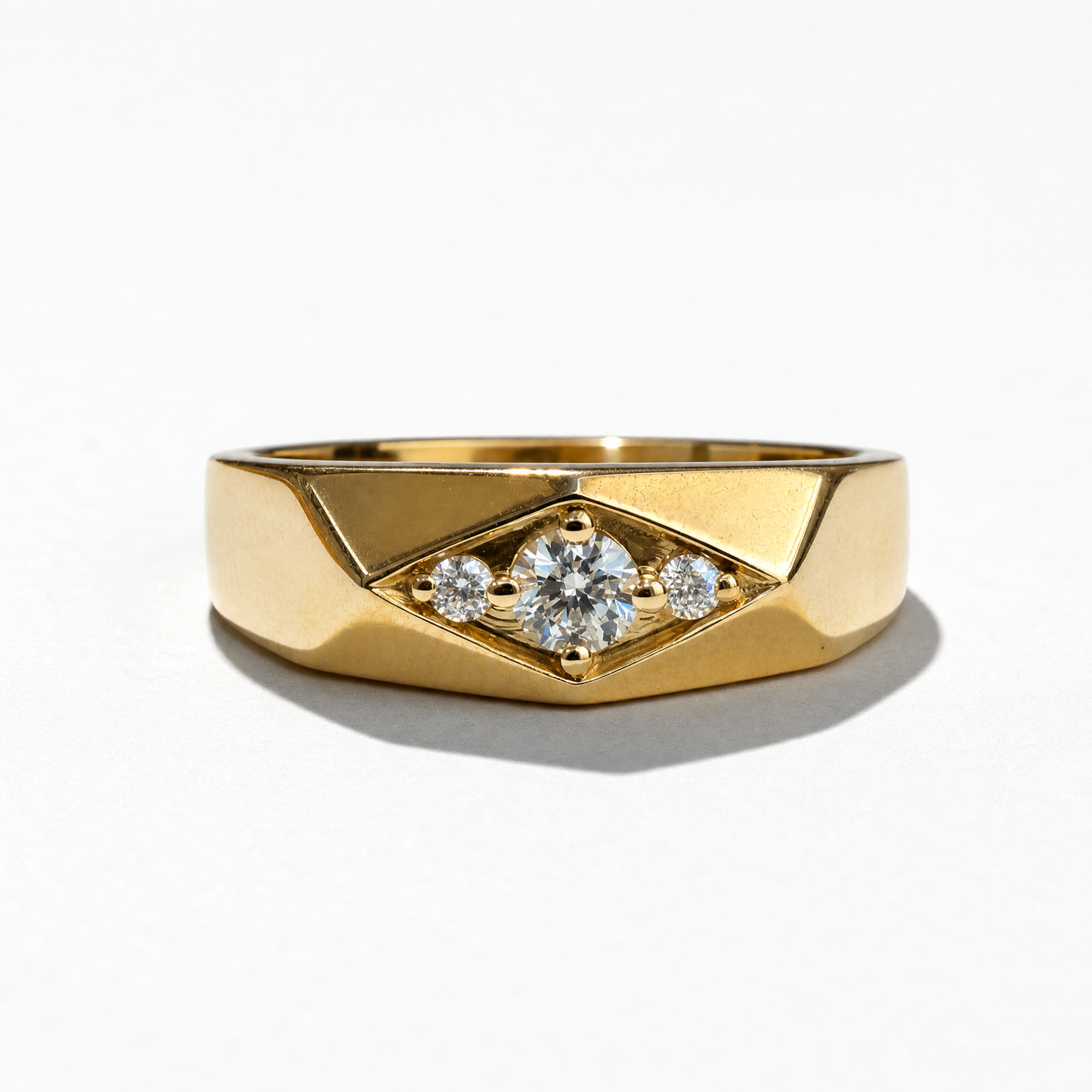 Geometric Three-Stone Diamond Mens Band