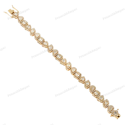 925 Sterling Silver Multi Shape Moissanite Diamond Bracelet