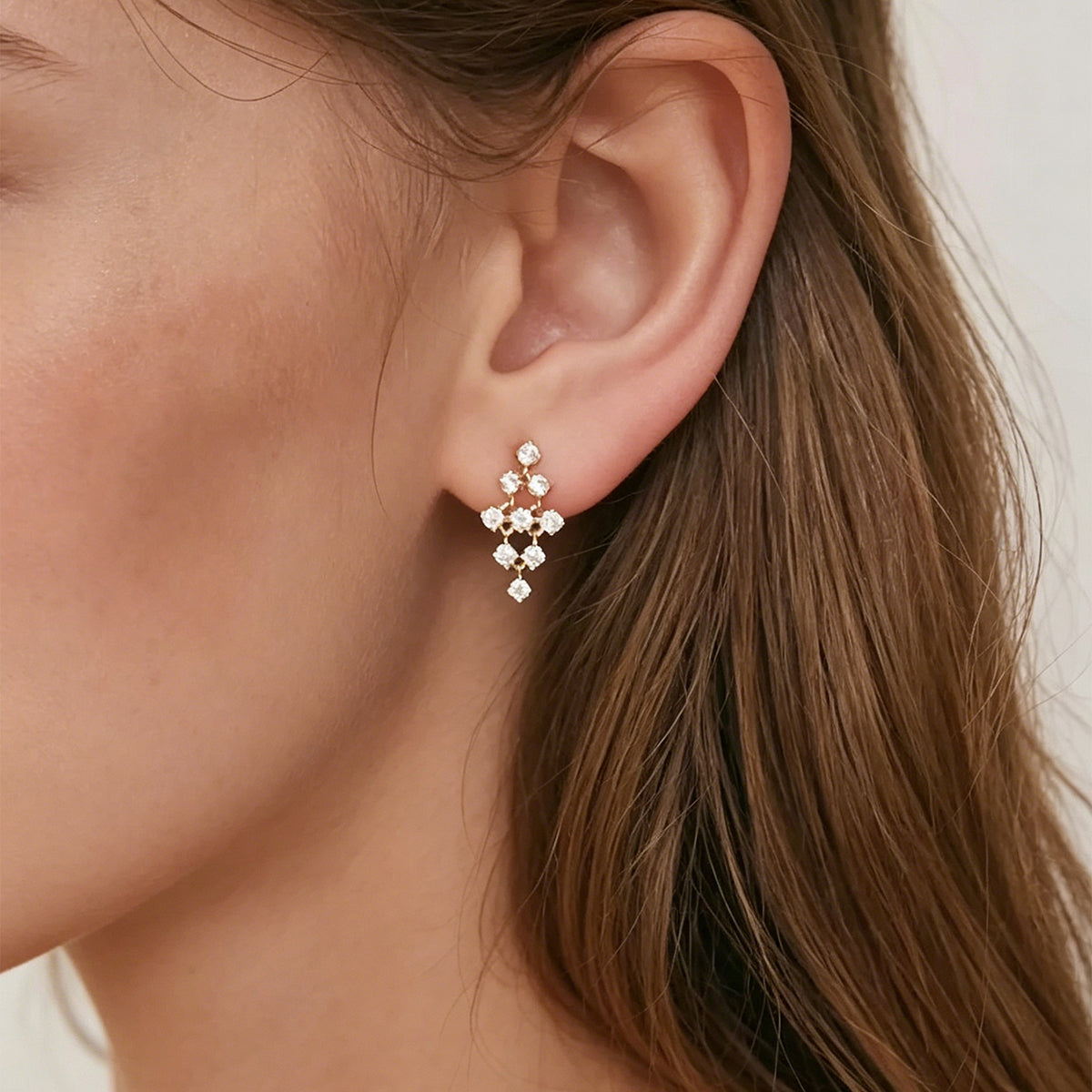Round Lab grown Diamond Drop Earrings Set