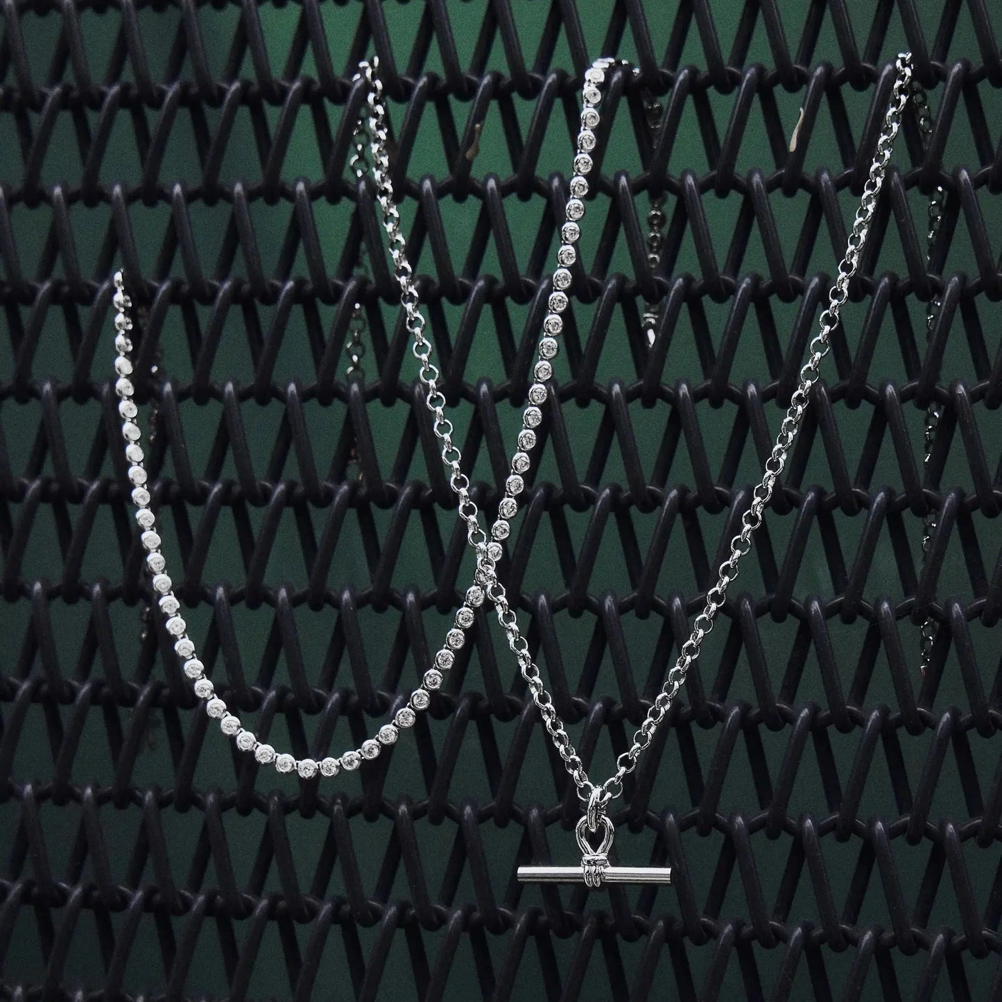 The T-Bar Link | White Gold Plated Chunky Silver Chain Necklace