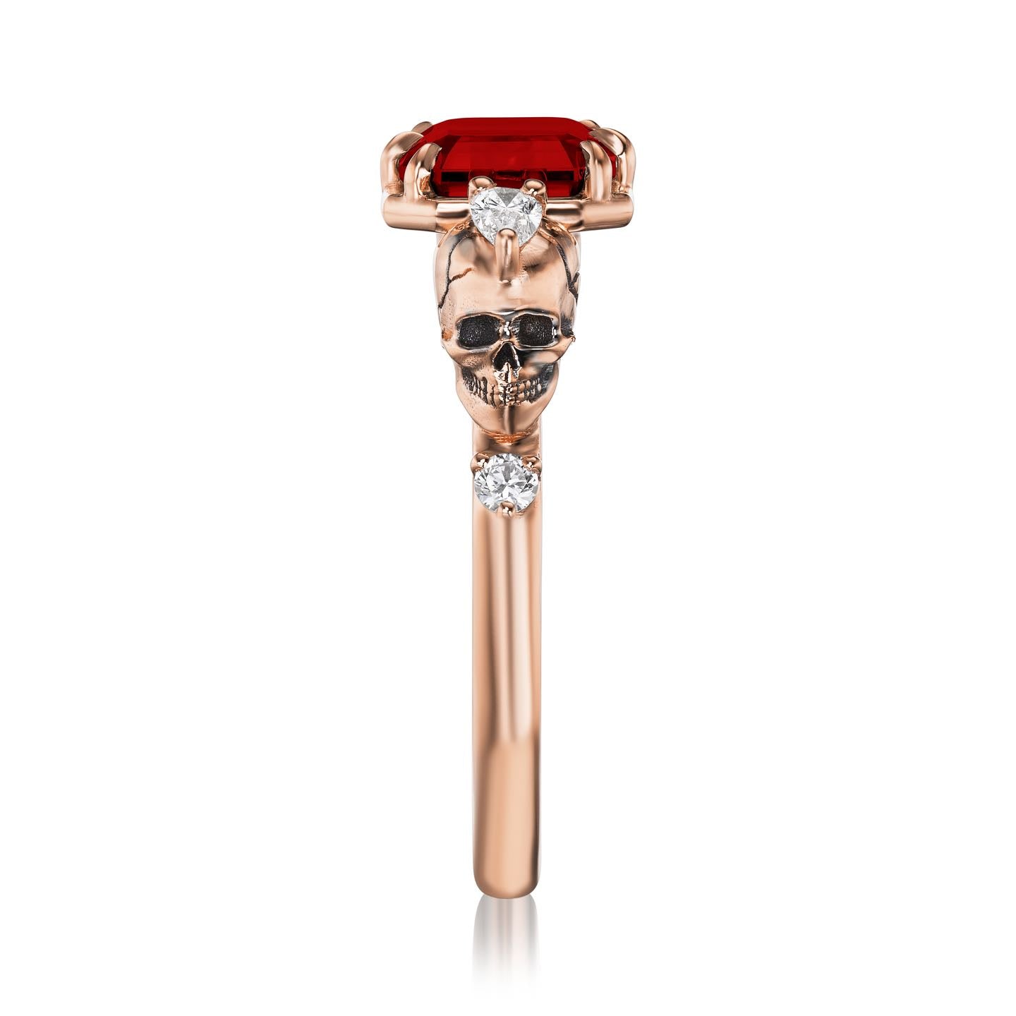 ・JULIET・Emerald Cut Ruby, Skulls (3.4ctw)