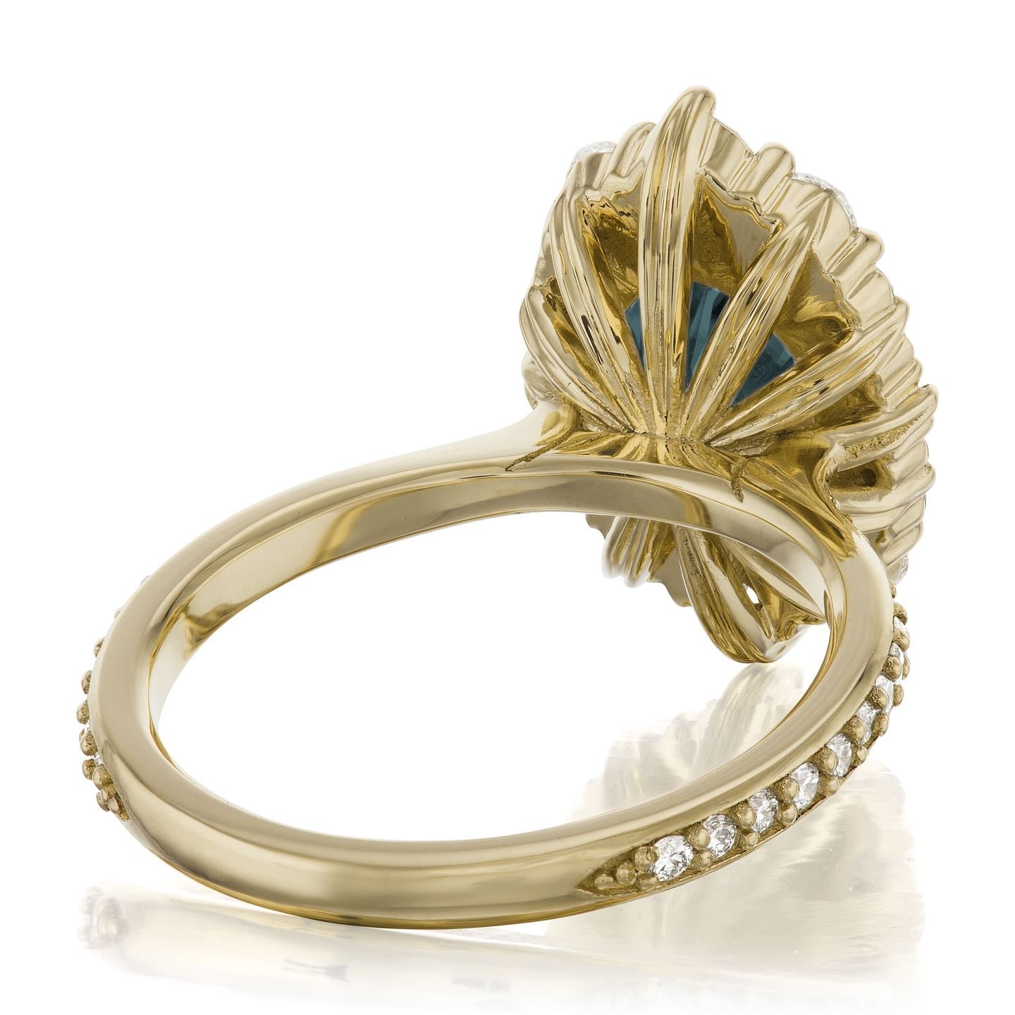 ・SOFIA・Oval Aqua-Teal Iconic™ Moissanite Center, Diamond Halo (2.65ctw+)