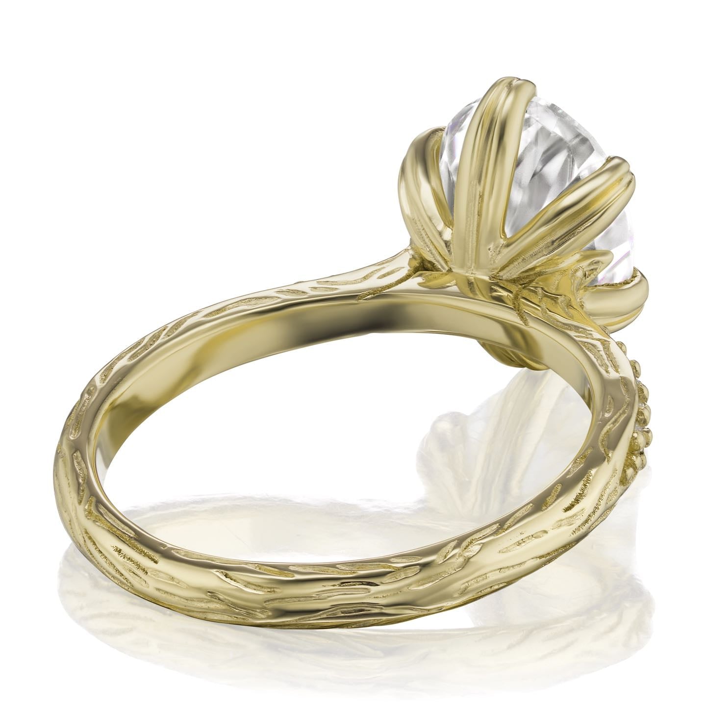 ・LAYLA・Oval Moissanite Center, Twig Textured Diamond Band (2.1ct Center)