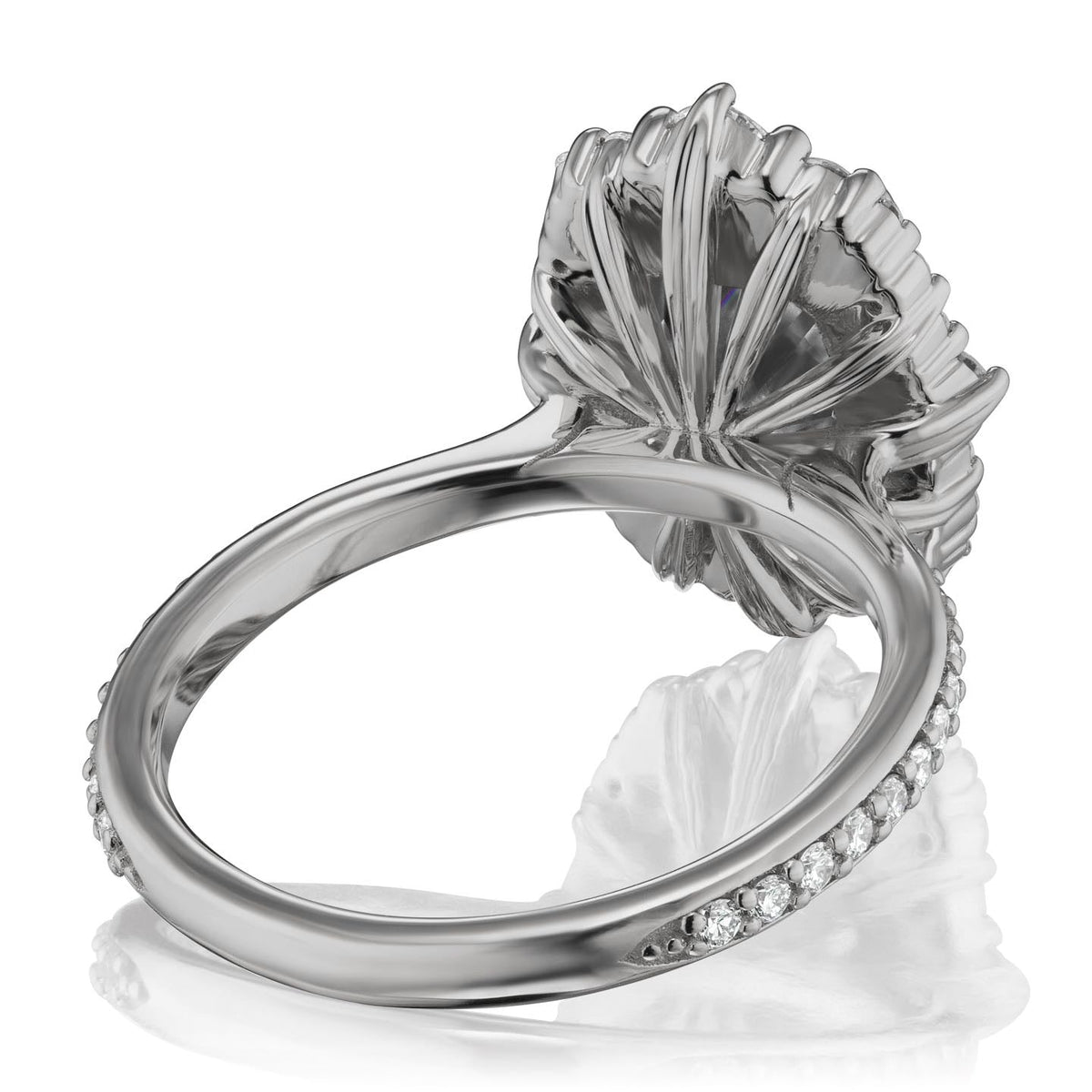 ・ADELINE・Emerald Cut Iconic™ Grey Moissanite Center, Diamond Halo (2.98ctw+)