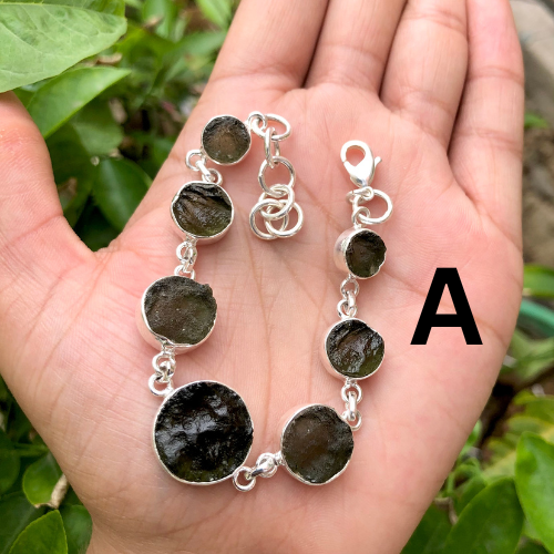 Genuine Moldavite Bracelet, 925 Sterling Silver Handmade Adjustable Women's Bracelet, Moldavite Silver Bracelet, Gift For Mom 