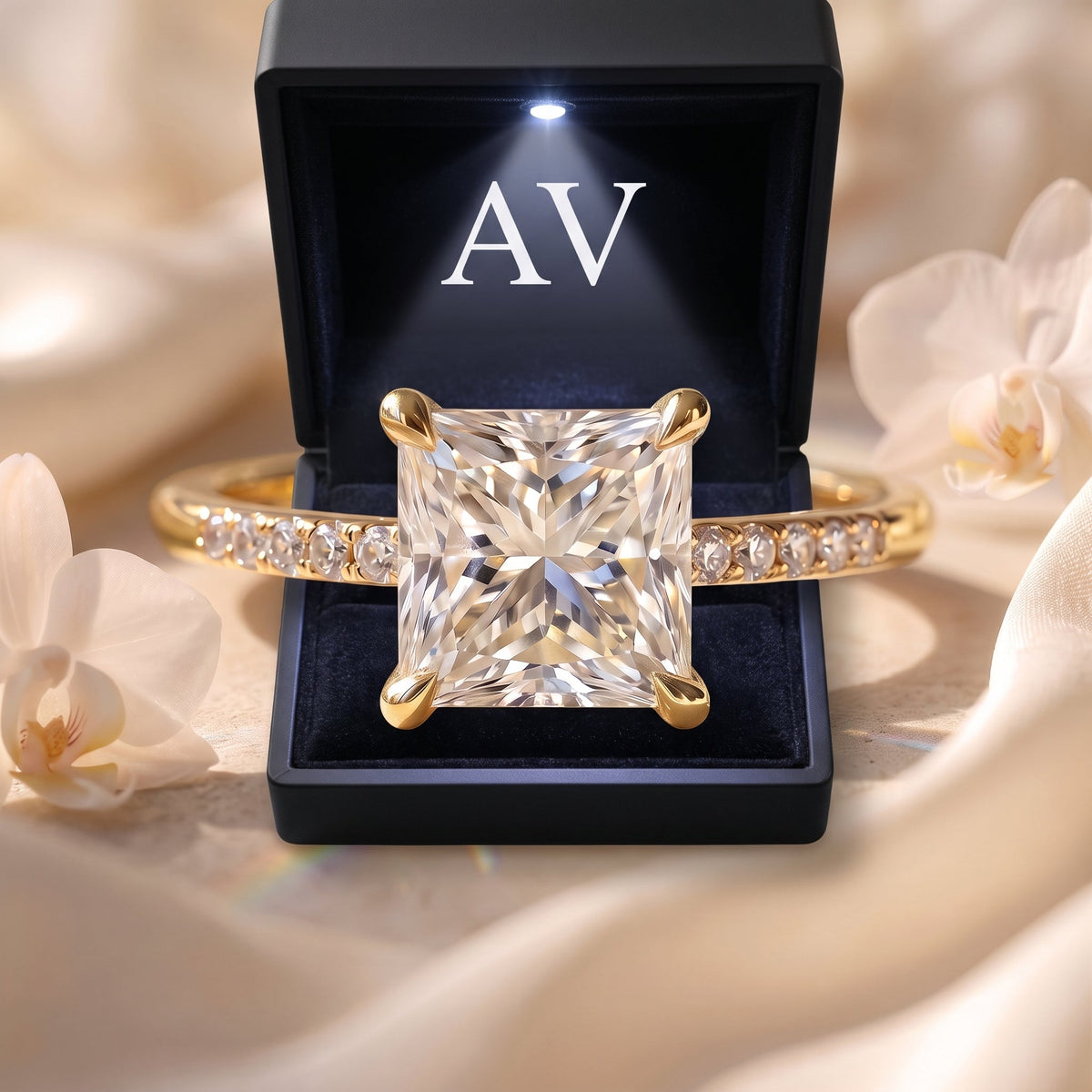 The Opaline - 2CT Princess Cut Pavé Solitaire Ring