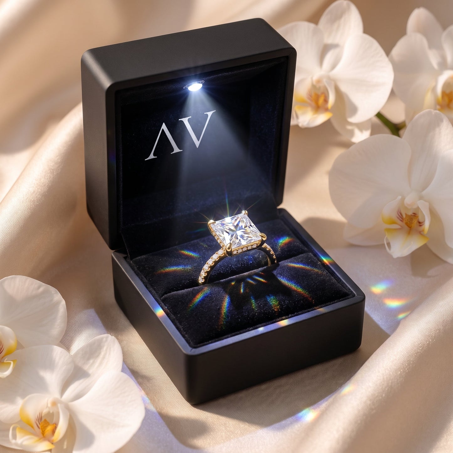 The Opaline - 5CT Princess Cut Pavé Solitaire Ring