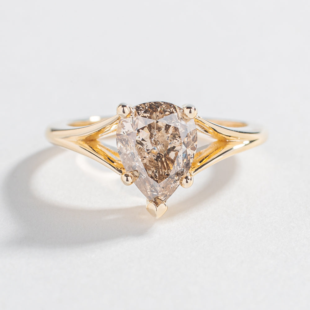 DESERT DIAMOND PEAR ENGAGEMENT RING WITH SPLIT SHANK
