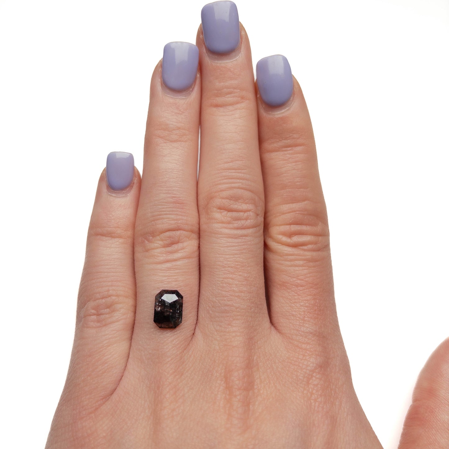 1.29 Carat Black Salt and Pepper Rose Cut Emerald Diamond