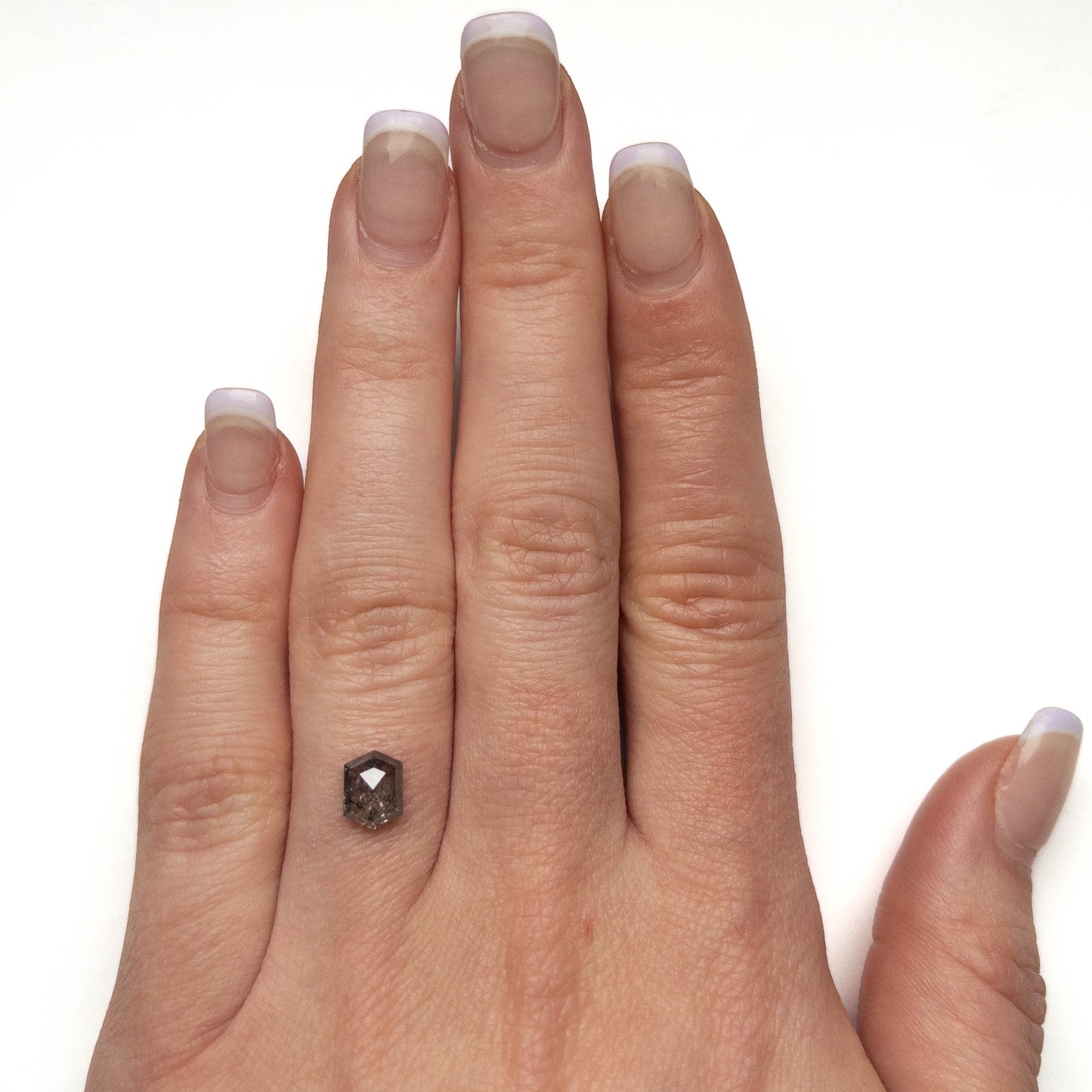 1.38 Carat Salt and Pepper Rose Cut Hexagon Diamond