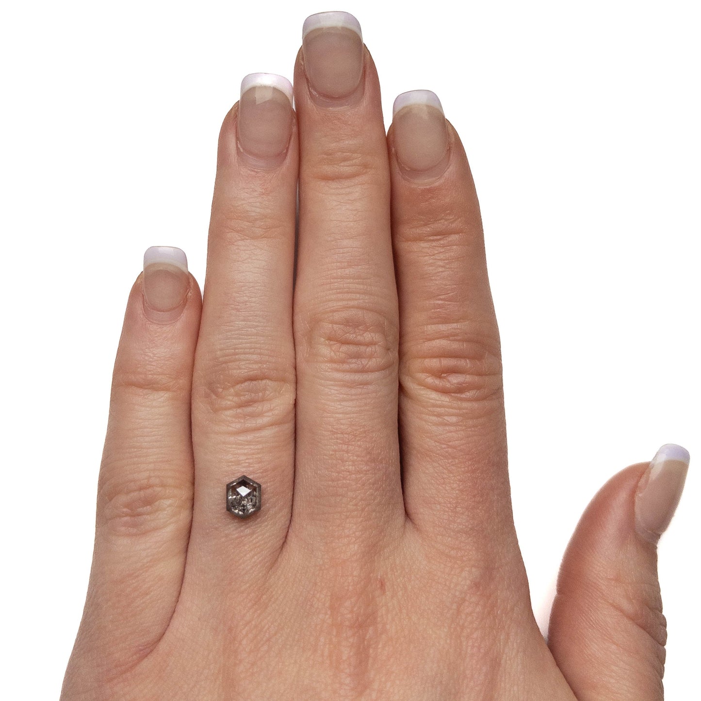 1.28 Carat Salt and Pepper Rose Cut Hexagon Diamond
