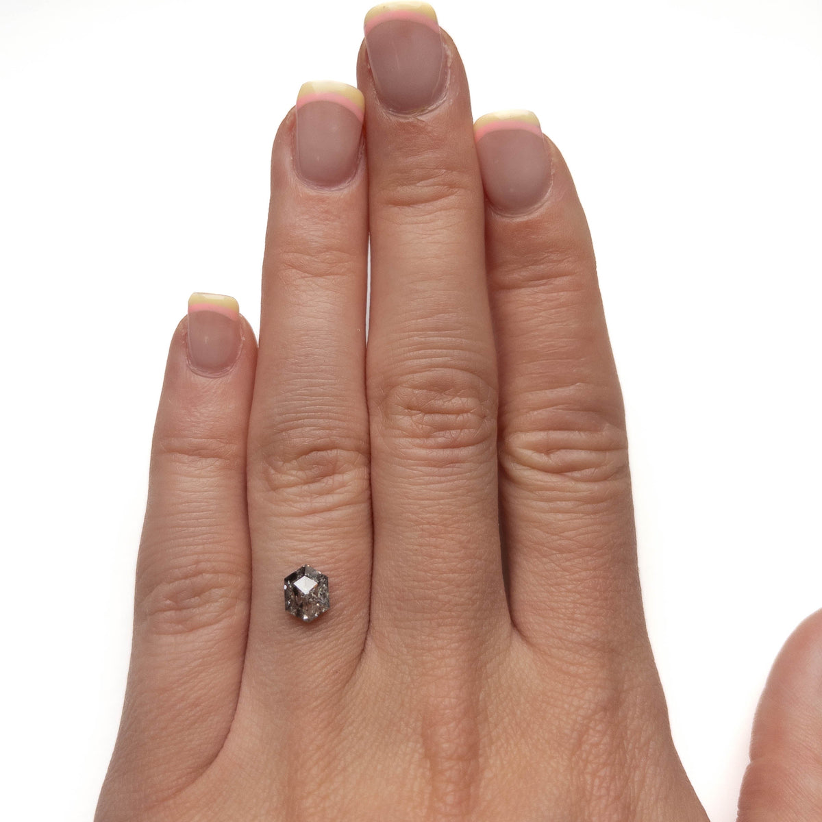 1.14 Carat Salt and Pepper Rose Cut Hexagon Diamond