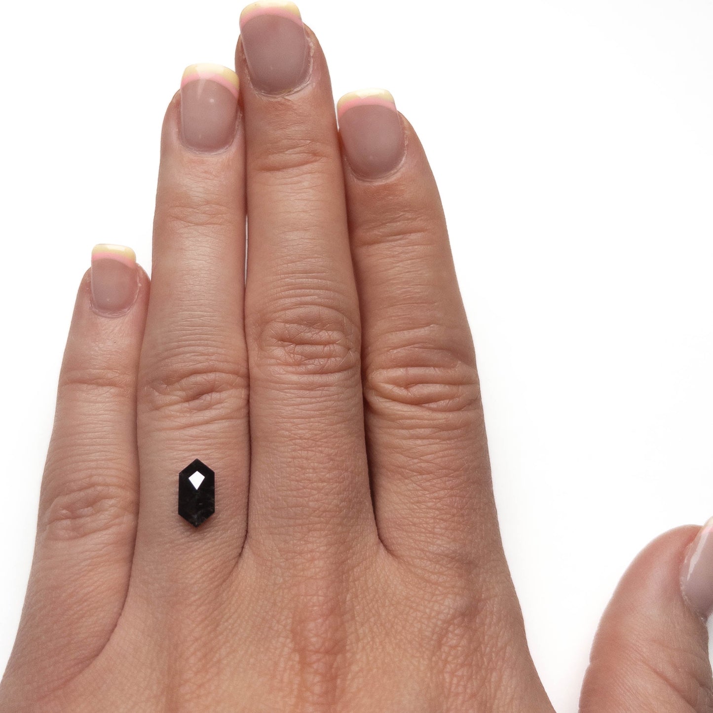 1.31 Carat Black Salt and Pepper Rose Cut Elongated Hexagon Diamond
