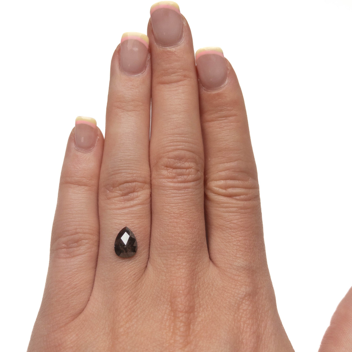 1.16 Carat Black Salt and Pepper Rose Cut Pear Diamond