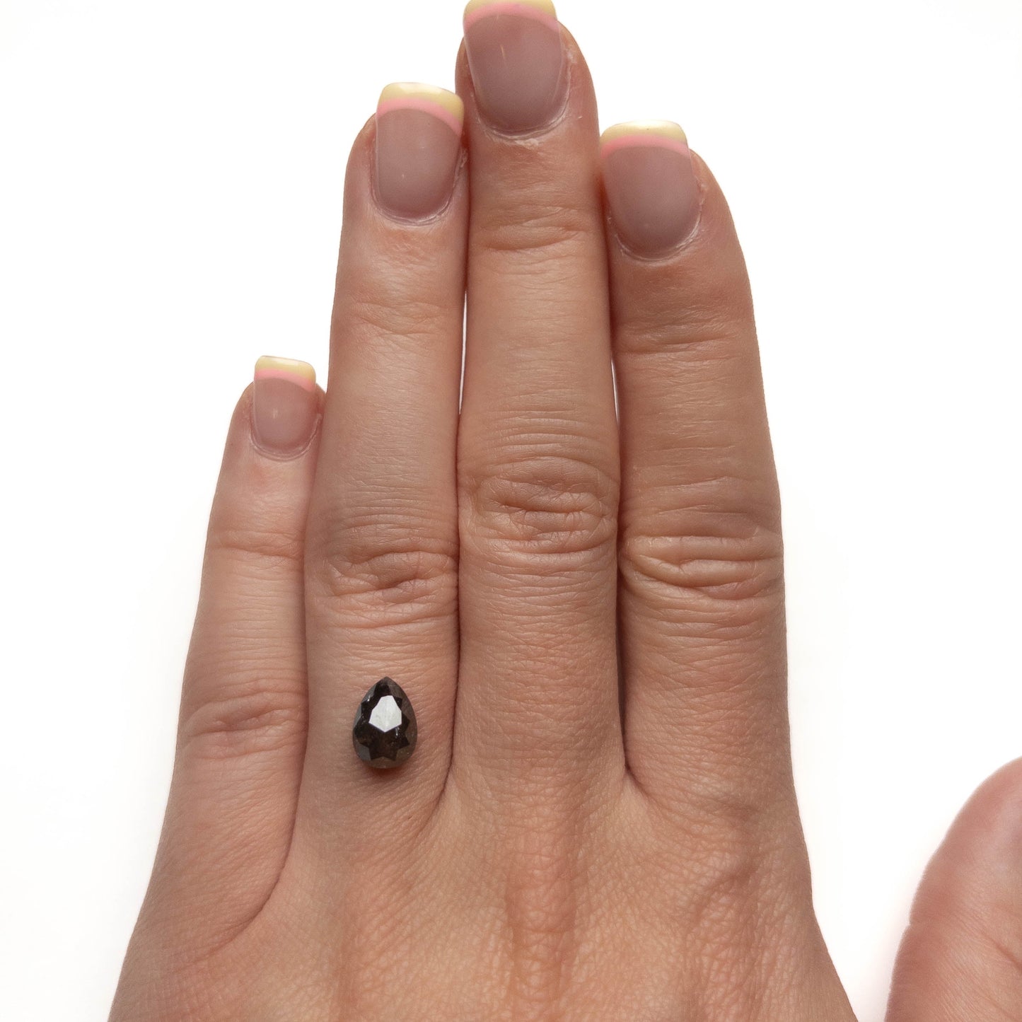 2.38 Carat Black Salt and Pepper Rose Cut Pear Diamond
