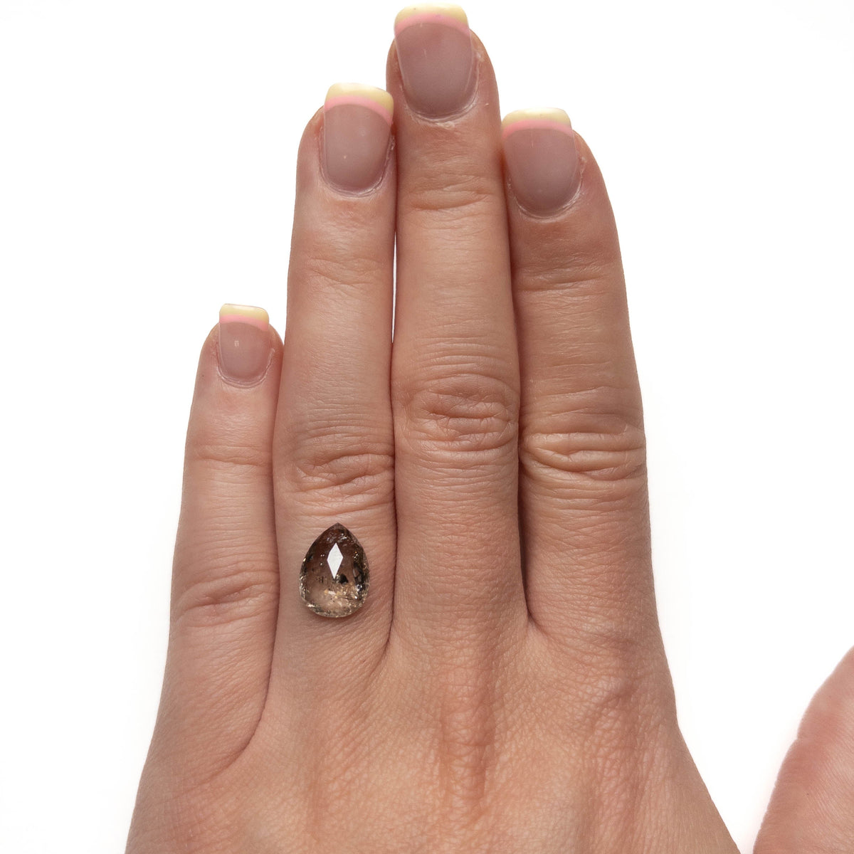3.36 Carat Salt and Pepper Rose Cut Pear Diamond