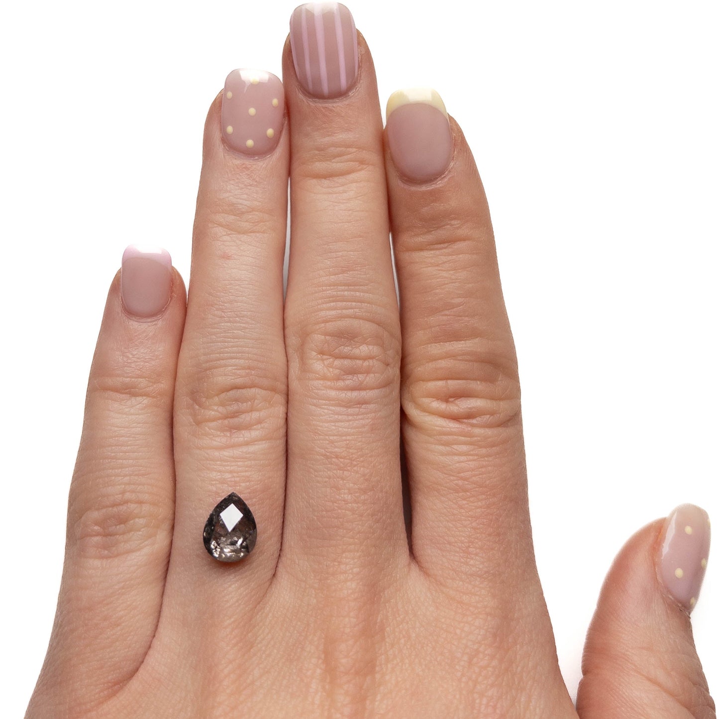 2.40 Carat Salt and Pepper Double Cut Pear Diamond