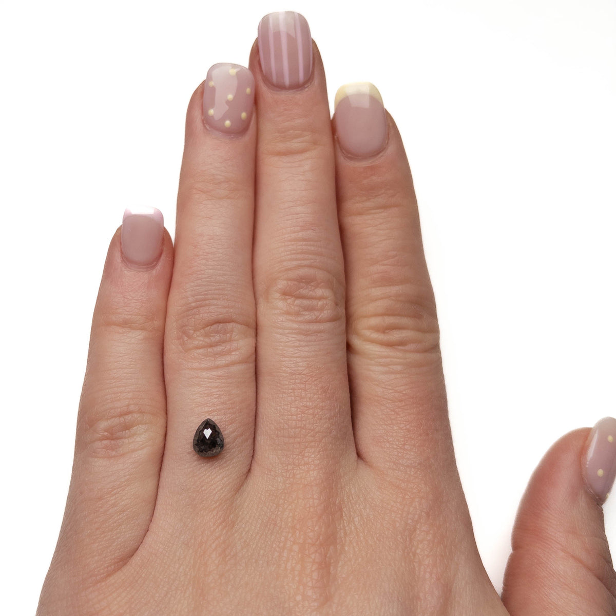 .95 Carat Black Salt and Pepper Rose Cut Pear Diamond