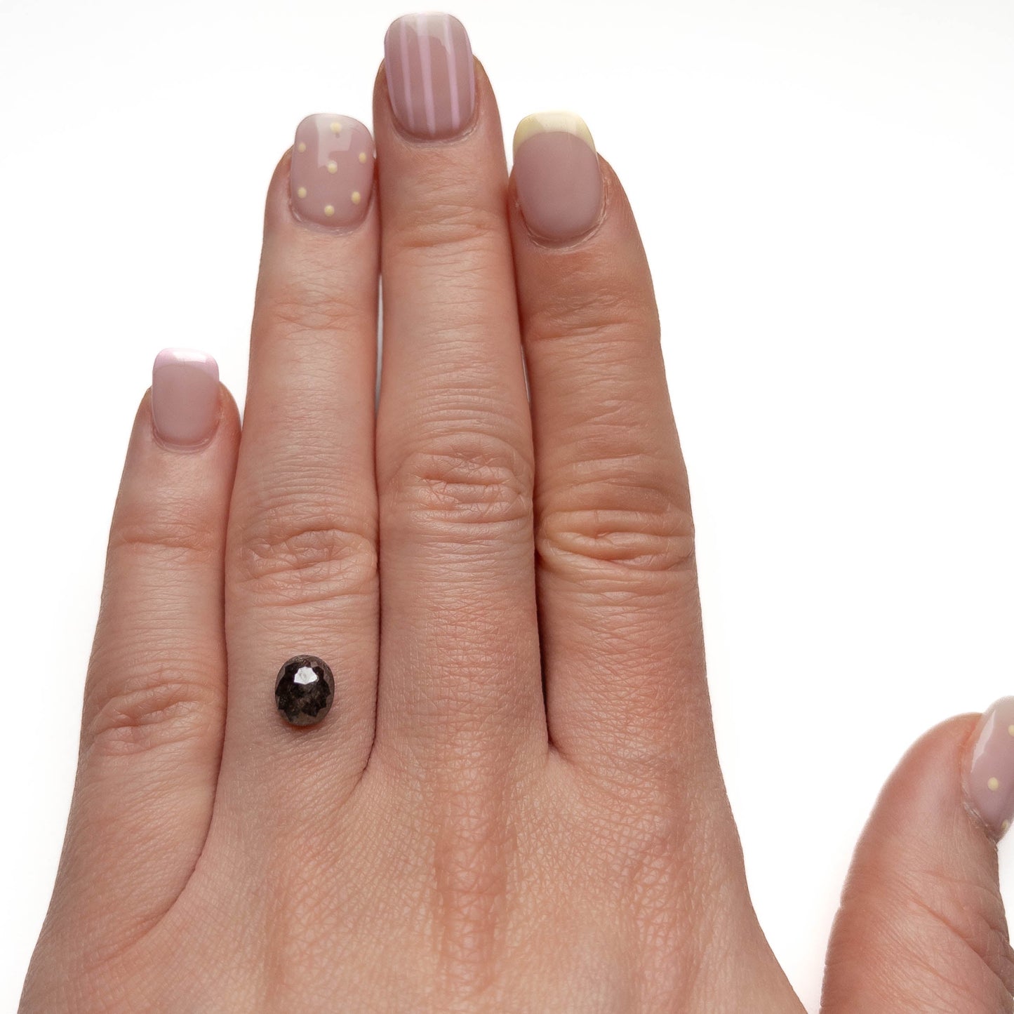 1.06 Carat Black Salt and Pepper Rose Cut Oval Diamond