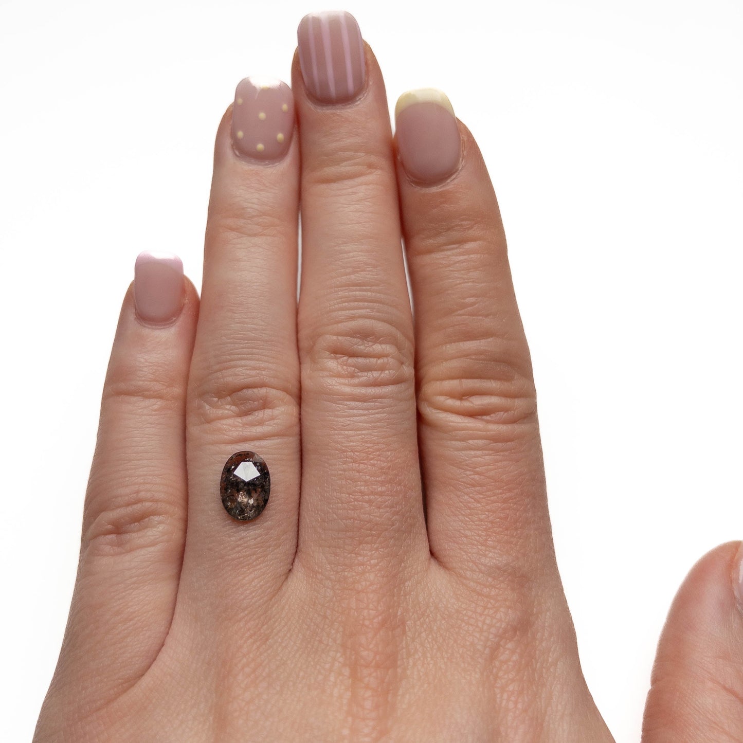 1.40 Carat Salt and Pepper Rose Cut Oval Diamond