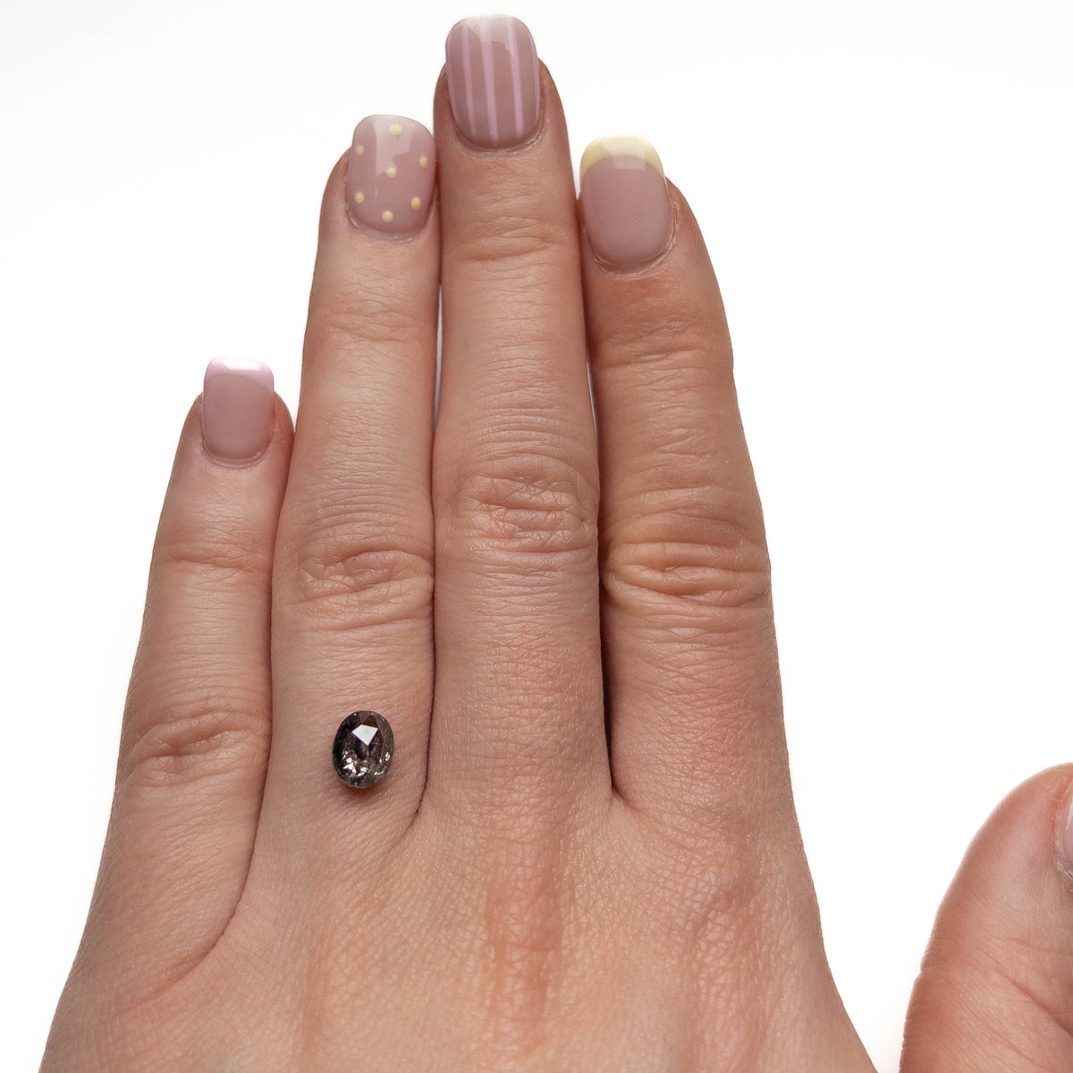 1.41 Carat Salt and Pepper Rose Cut Oval Diamond