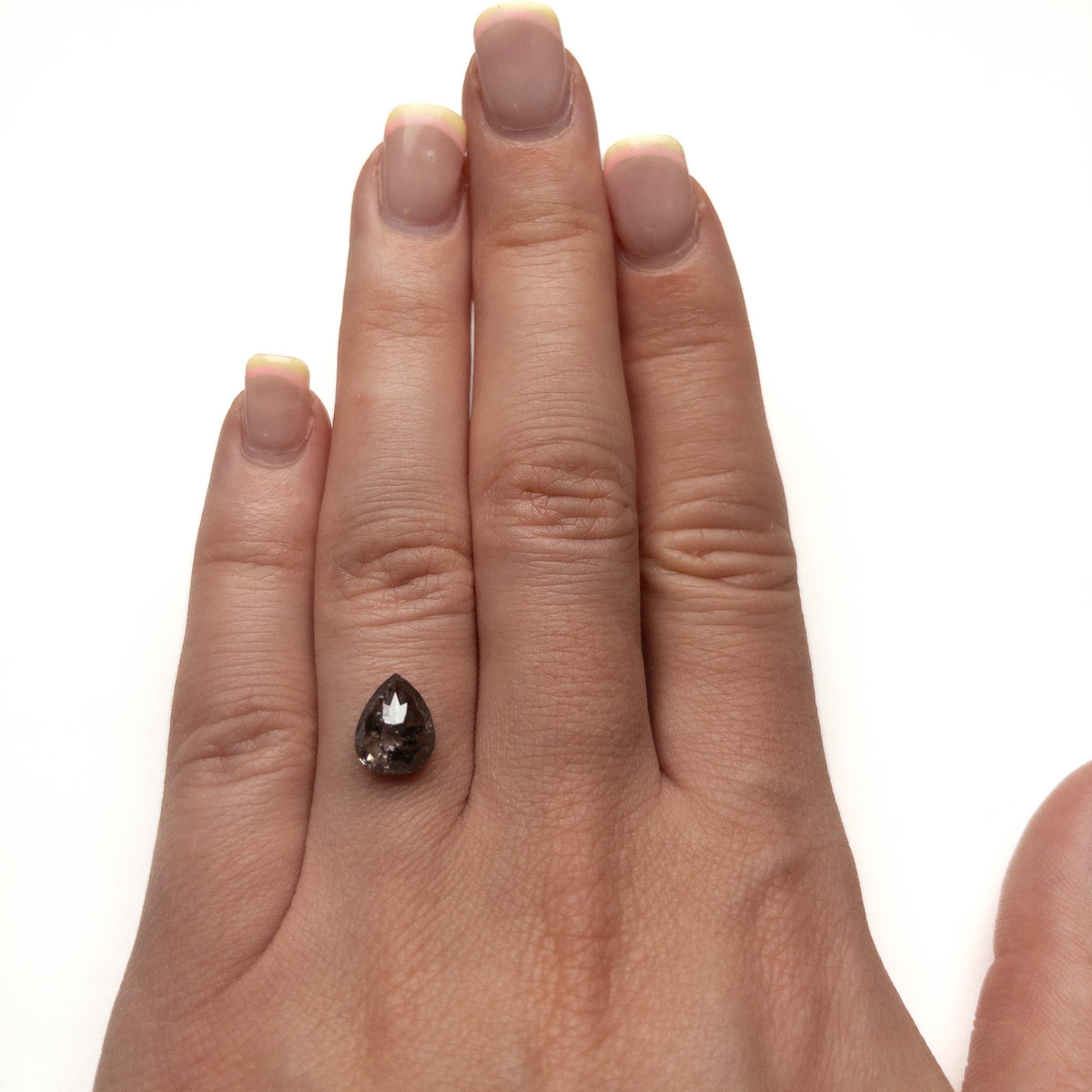 2.39 Carat Salt and Pepper Double Cut Pear Diamond