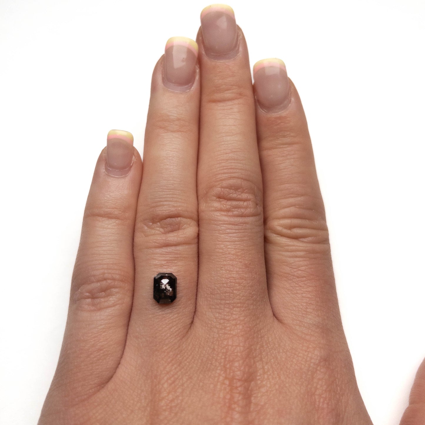 1.23 Carat Black Salt and Pepper Rose Cut Emerald Diamond
